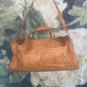 Lenders in Leather Tooled Overnight Weekender Tote Bag